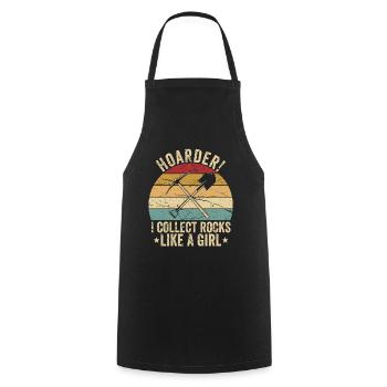 Funny Rock Hunting Girl - Cooking Apron - black - Front - AI Model Male 185 dark (185cm)