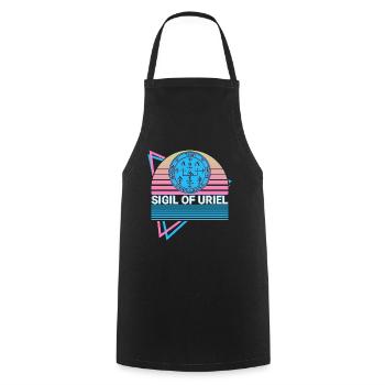 Sceau de l’Archange Uriel Rétro - Tablier de cuisine - noir - Devant - AI Model Male 185 dark (185cm)