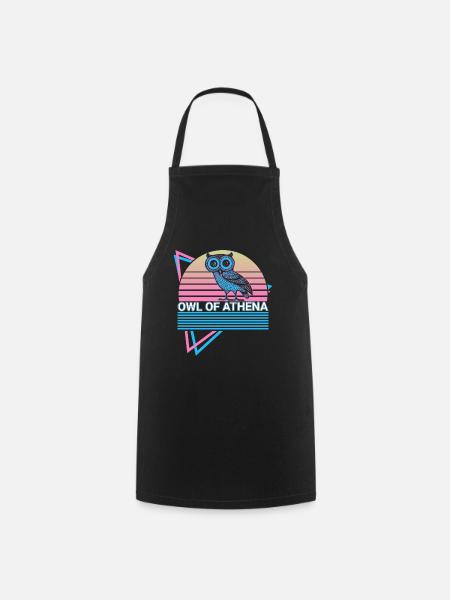 Owl of Athena Retro - Cooking Apron - black