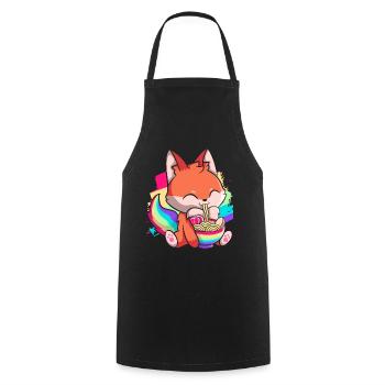 Kawaii Fox Japanese Ramen Noodles Rainbow Nied - Cooking Apron - black - Front - AI Model Male 185 dark (185cm)