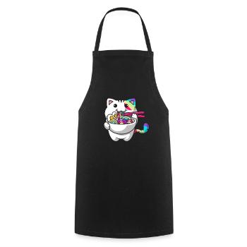 Kawaii Cat Japanese Ramen Noodles Rainbow Ni - Cooking Apron - black - Front - AI Model Male 185 dark (185cm)