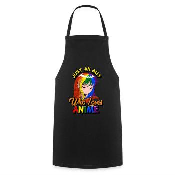 Gay Ally Anime Girl Just An Ally Who Loves Anime - Cooking Apron - black - Front - AI Model Male 185 dark (185cm)