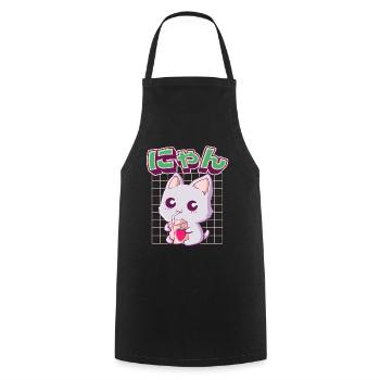Kawaii Katze Japanische Erdbeermilch - Kochschürze - Schwarz - Vorne - AI Model Male 185 dark (185cm)