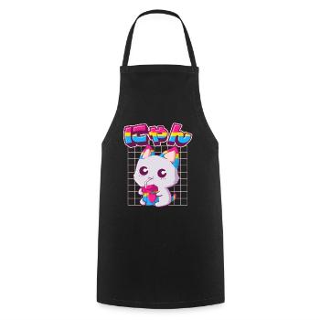 Pansexual Pride Kawaii Cat Lait de fraise Pansex - Tablier de cuisine - noir - Devant - AI Model Male 185 dark (185cm)