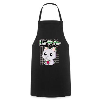 Demiromantic Pride Kawaii Cat Strawberry Milk - Cooking Apron - black - Front - AI Model Male 185 dark (185cm)