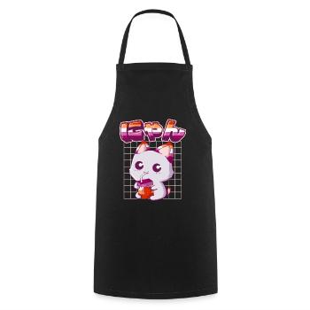 Lesbian Pride Gay Kawaii Cat Fraise - Tablier de cuisine - noir - Devant - AI Model Male 185 dark (185cm)