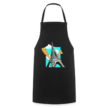 Funny Eiffel Tower French Bread Baguette - Cooking Apron - black - Front - AI Model Male 185 dark (185cm)