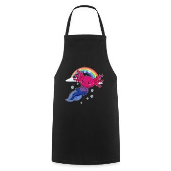 Bisexual Pride Bi Kawaii Axolotl Bisexual Flag - Tablier de cuisine - noir - Devant - AI Model Male 185 dark (185cm)