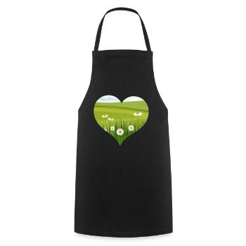 Bloomcore Esthétique Flowercore Heart Shape Cottagecor - Tablier de cuisine - noir - Devant - AI Model Male 185 dark (185cm)