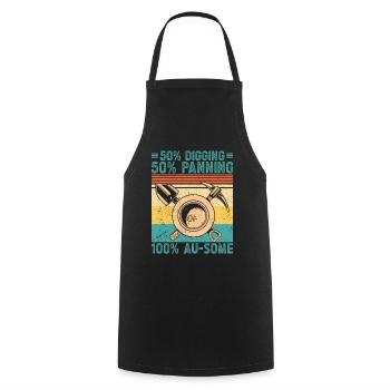 Funny gold panning 50% Digging 50% Digging 100% - Cooking Apron - black - Front - AI Model Male 185 dark (185cm)