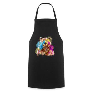 Art Academia Aesthetic Bear Watercolor - Cooking Apron - black - Front - AI Model Male 185 dark (185cm)
