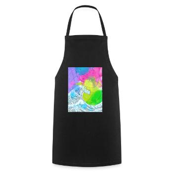 Art Academia Aesthetic Great Wave Off Kanagawa - Cooking Apron - black - Front - AI Model Male 185 dark (185cm)