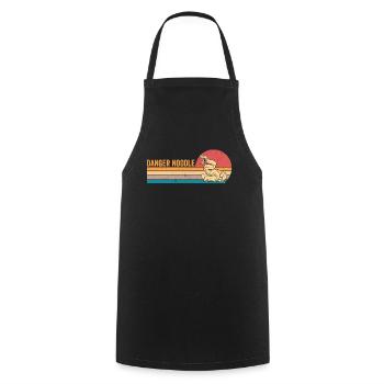 Drôle de serpent danger nouilles rétro - Tablier de cuisine - noir - Devant - AI Model Male 185 dark (185cm)