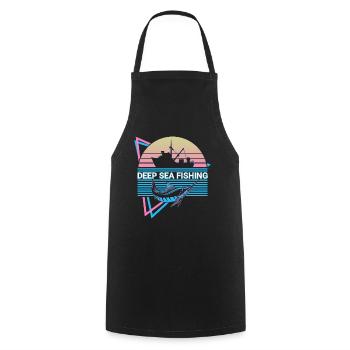 Pêche en haute mer Fisher Retro - Tablier de cuisine - noir - Devant - AI Model Male 185 dark (185cm)
