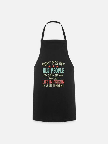 old people, people, opa, joke, cool sayings - Cooking Apron - black