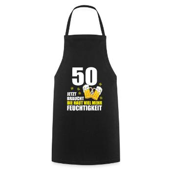 50 Geburtstag 50. Jubiläum 50 Ehrentag Bier Humor - Kochschürze - Schwarz - Vorne - AI Model Male 185 dark (185cm)