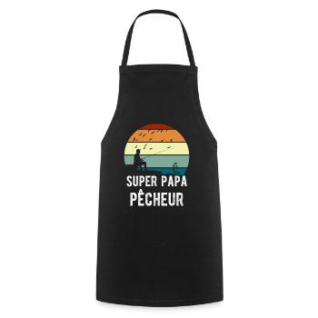 Super papa pêcheur cadeau pêcheur - Tablier de cuisine - noir - Devant - AI Model Male 185 dark (185cm)