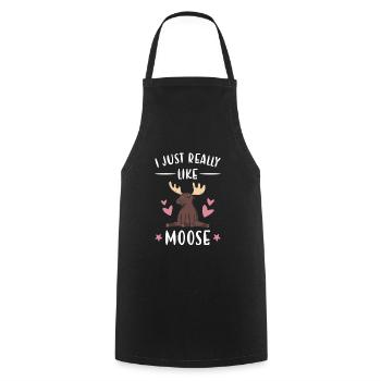 Elk I just really like Moose - Cooking Apron - black - Front - AI Model Male 185 dark (185cm)