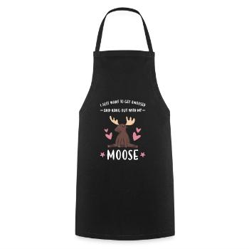 Elk I Just Want To Hang Out With My Moose - Cooking Apron - black - Front - AI Model Male 185 dark (185cm)