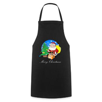 Weihnachtsmann mit Sack voller Geschenke - Kochschürze - Schwarz - Vorne - AI Model Male 185 dark (185cm)