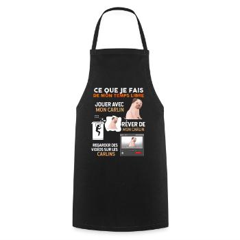 Temps libre chien Carlin Idée Cadeau Chien De Race - Tablier de cuisine - noir - Devant - AI Model Male 185 dark (185cm)