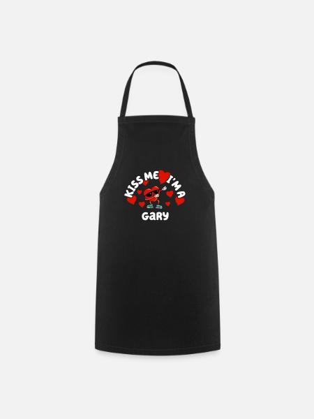 Kiss Me - Valentine's Day Name Dabbing Heart Gary - Cooking Apron - black