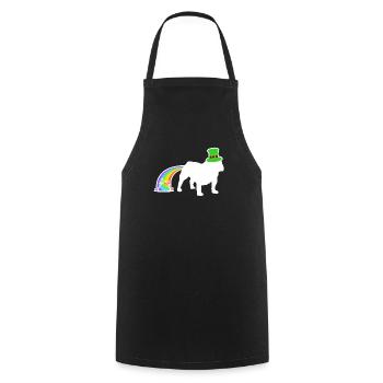 St. Patrick's Dog - Bulldog - Cooking Apron - black - Front - AI Model Male 185 dark (185cm)