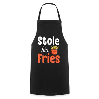 Stole His Fries Her Heart - Couple - Cooking Apron - black - Front - AI Model Male 185 dark (185cm)