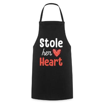 Volé ton coeur ses frites - Couple - Tablier de cuisine - noir - Devant - AI Model Male 185 dark (185cm)