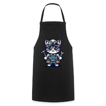 Artisan de chat mignon - Tablier de cuisine - noir - Devant - AI Model Male 185 dark (185cm)
