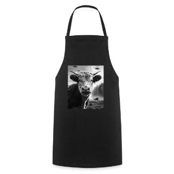 aKuh - Alien Selfie Galloway UFO - Cooking Apron - black - Front - AI Model Male 185 dark (185cm)
