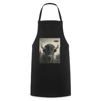 Selfie - Alien Selfie Bison OVNI - Tablier de cuisine - noir - Devant - AI Model Male 185 dark (185cm)