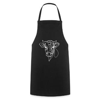 Linie Art Dad Mama Kuh - Limousin - Kochschürze - Schwarz - Vorne - AI Model Male 185 dark (185cm)