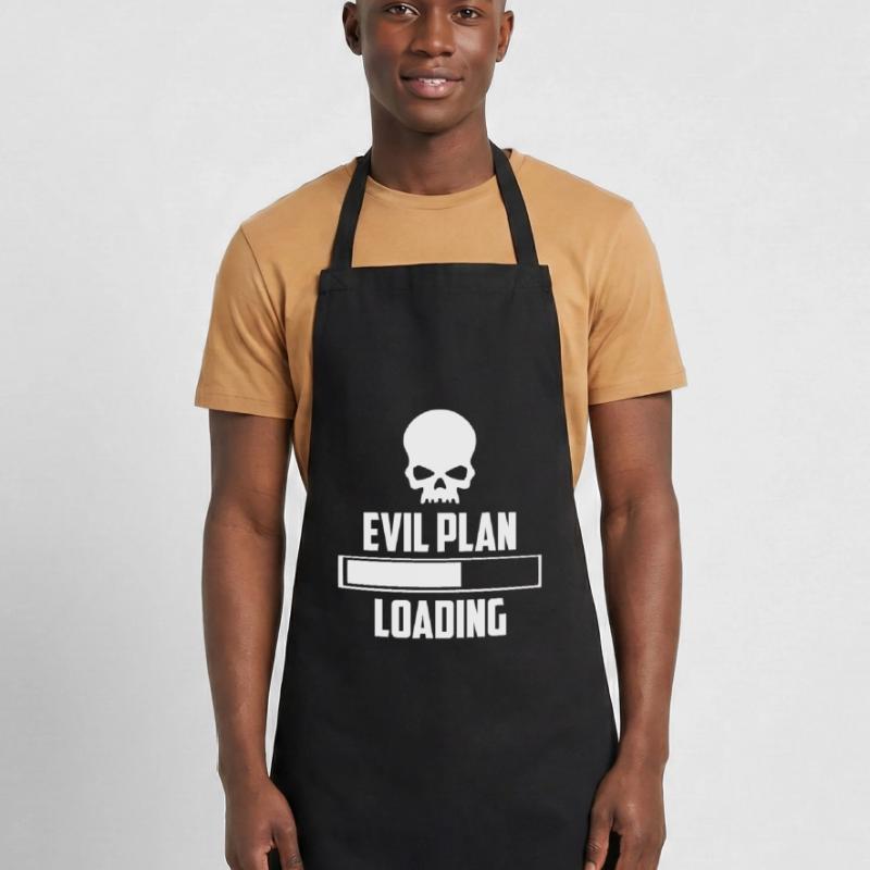 evil plan loading funny logo Cooking Apron