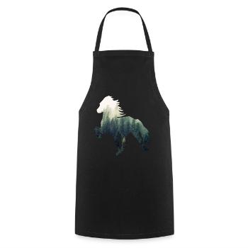 Icelandic horse Forest - Cooking Apron - black - Front - AI Model Male 185 dark (185cm)