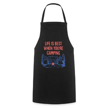 Life is Best When Camping Positivity Camper - Cooking Apron - black - Front - AI Model Male 185 dark (185cm)