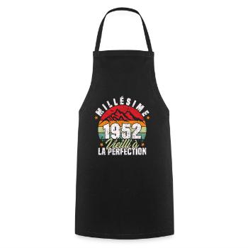 Millésime 1952, Cadeau D'anniversaire Vintage 1952 - Tablier de cuisine - noir - Devant - AI Model Male 185 dark (185cm)