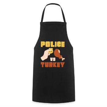 Police vs Turquie Thanksgiving - Tablier de cuisine - noir - Devant - AI Model Male 185 dark (185cm)