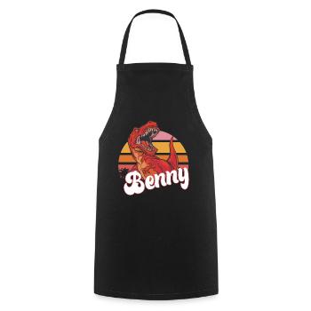 BENNY - Beautiful boy name with T-REX Dino - Cooking Apron - black - Front - AI Model Male 185 dark (185cm)