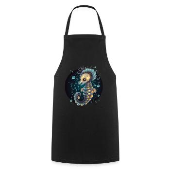 seahorses, corals, sea, ocean, marine life, animals - Cooking Apron - black - Front - AI Model Male 185 dark (185cm)