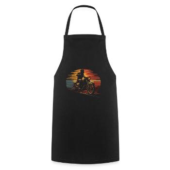 Motorcycle motorcyclist classic vintage - Cooking Apron - black - Front - AI Model Male 185 dark (185cm)
