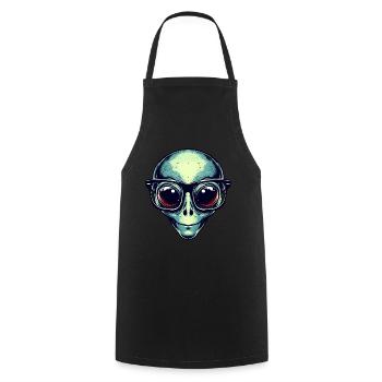 Nerdy alien with glasses - Cooking Apron - black - Front - AI Model Male 185 dark (185cm)