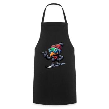Emu Snowboarder Winter Adventure - Cooking Apron - black - Front - AI Model Male 185 dark (185cm)