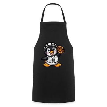 Pinguin Baseballspieler Cartoon - Kochschürze - Schwarz - Vorne - AI Model Male 185 dark (185cm)