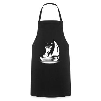 Pug Silhouette Sailboat Minimalist - Cooking Apron - black - Front - AI Model Male 185 dark (185cm)