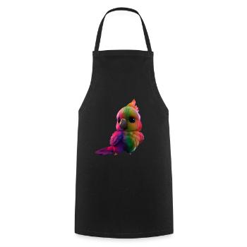Rainbow Parrot - Cooking Apron - black - Front - AI Model Male 185 dark (185cm)