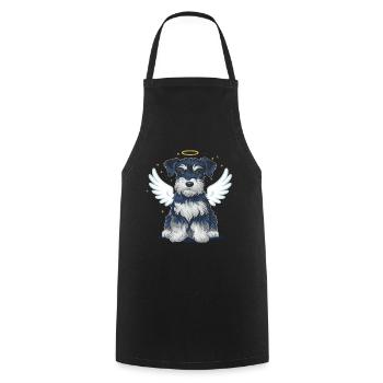 Niedlicher Zwergschnauzer mit Sonnenblumen - Kochschürze - Schwarz - Vorne - AI Model Male 185 dark (185cm)