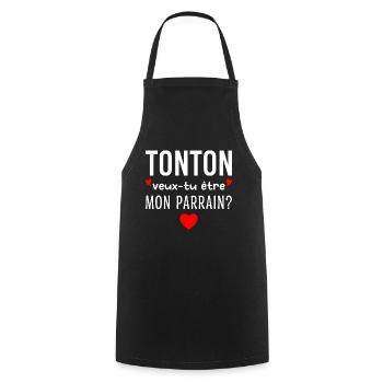 Tonton Veux-tu être Mon Parrain Futur Parrain - Tablier de cuisine - noir - Devant - AI Model Male 185 dark (185cm)