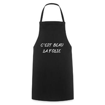 C'EST BEAU LA FOLIE - Tablier de cuisine - noir - Devant - AI Model Male 185 dark (185cm)