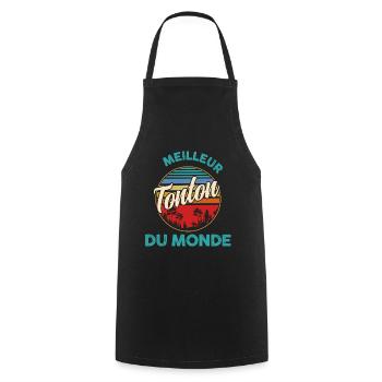 Meilleur Tonton du monde Citation Cadeau Homme - Tablier de cuisine - noir - Devant - AI Model Male 185 dark (185cm)